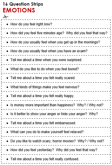 Feeling and emotions exercises